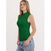 image:imageANRABESS Mock Neck Tank Tops for Women Ribbed Knit Sleeveless Top Slim Fit 2026 Summer Casual Basic Layer ShirtsGreen