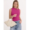 image:imageANRABESS Mock Neck Tank Tops for Women Ribbed Knit Sleeveless Top Slim Fit 2026 Summer Casual Basic Layer ShirtsHot Pink