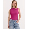 image:imageANRABESS Mock Neck Tank Tops for Women Ribbed Knit Sleeveless Top Slim Fit 2026 Summer Casual Basic Layer ShirtsHot Pink
