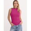 image:imageANRABESS Mock Neck Tank Tops for Women Ribbed Knit Sleeveless Top Slim Fit 2026 Summer Casual Basic Layer ShirtsHot Pink