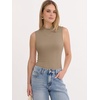 image:imageANRABESS Mock Neck Tank Tops for Women Ribbed Knit Sleeveless Top Slim Fit 2026 Summer Casual Basic Layer ShirtsLight Khaki