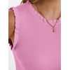 image:imageANRABESS Ribbed Tank Tops for Women Crew Neck Ruffle Sweater Vest Cute Sleeveless Shirts 2026 Summer Business Casual OutfitsPink