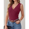 image:imageANRABESS Tank Tops for Women V Neck Sexy Ribbed Knit Slim Fitted Sleeveless Shirts 2026 Summer Dressy Casual Trendy OutfitsBurgundy