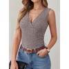 image:imageANRABESS Tank Tops for Women V Neck Sexy Ribbed Knit Slim Fitted Sleeveless Shirts 2026 Summer Dressy Casual Trendy OutfitsDeep Coffee