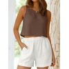 image:imageANRABESS Women Crop Tank Tops High Neck Sleeveless Shirts 2026 Summer Outfits Casual Blouse Beach Vacation ClothesBrown