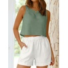 image:imageANRABESS Women Crop Tank Tops High Neck Sleeveless Shirts 2026 Summer Outfits Casual Blouse Beach Vacation ClothesLight Green