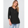 image:imageANRABESS Womens 34 Sleeve Length Waffle Knit Tops Dressy Casual V Neck Button Henley Shirts 2026 Spring Basic Tee ClothesBlack