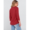 image:imageANRABESS Womens 34 Sleeve Length Waffle Knit Tops Dressy Casual V Neck Button Henley Shirts 2026 Spring Basic Tee ClothesBright Red