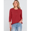image:imageANRABESS Womens 34 Sleeve Length Waffle Knit Tops Dressy Casual V Neck Button Henley Shirts 2026 Spring Basic Tee ClothesBright Red