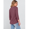image:imageANRABESS Womens 34 Sleeve Length Waffle Knit Tops Dressy Casual V Neck Button Henley Shirts 2026 Spring Basic Tee ClothesMauve