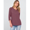 image:imageANRABESS Womens 34 Sleeve Length Waffle Knit Tops Dressy Casual V Neck Button Henley Shirts 2026 Spring Basic Tee ClothesMauve
