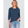 image:imageANRABESS Womens 34 Sleeve Length Waffle Knit Tops Dressy Casual V Neck Button Henley Shirts 2026 Spring Basic Tee ClothesNavy Blue