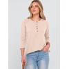 image:imageANRABESS Womens 34 Sleeve Length Waffle Knit Tops Dressy Casual V Neck Button Henley Shirts 2026 Spring Basic Tee ClothesParchment