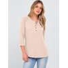 image:imageANRABESS Womens 34 Sleeve Length Waffle Knit Tops Dressy Casual V Neck Button Henley Shirts 2026 Spring Basic Tee ClothesParchment
