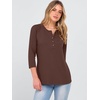image:imageANRABESS Womens 34 Sleeve Length Waffle Knit Tops Dressy Casual V Neck Button Henley Shirts 2026 Spring Basic Tee ClothesRed Brown