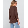 image:imageANRABESS Womens 34 Sleeve Length Waffle Knit Tops Dressy Casual V Neck Button Henley Shirts 2026 Spring Basic Tee ClothesRed Brown