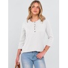 image:imageANRABESS Womens 34 Sleeve Length Waffle Knit Tops Dressy Casual V Neck Button Henley Shirts 2026 Spring Basic Tee ClothesWhite