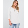 image:imageANRABESS Womens 34 Sleeve Length Waffle Knit Tops Dressy Casual V Neck Button Henley Shirts 2026 Spring Basic Tee ClothesWhite