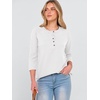 image:imageANRABESS Womens 34 Sleeve Length Waffle Knit Tops Dressy Casual V Neck Button Henley Shirts 2026 Spring Basic Tee ClothesWhite