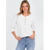 image:imageANRABESS Womens 34 Sleeve Length Waffle Knit Tops Dressy Casual V Neck Button Henley Shirts 2026 Spring Basic Tee ClothesWhite
