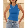 image:imageANRABESS Womens Color Block Tank Tops High Neck Sleeveless Racerback Ribbed Knit Fitted Basic Tee Shirts 2026 Summer ClothesBlue