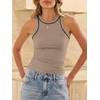 image:imageANRABESS Womens Color Block Tank Tops High Neck Sleeveless Racerback Ribbed Knit Fitted Basic Tee Shirts 2026 Summer ClothesLight Camel