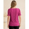image:imageANRABESS Womens Lace Square Neck Blouse Puff Sleeve Soft Top for Dressy Casual Work amp Spring Summer FashionHot Pink