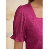 image:imageANRABESS Womens Lace Square Neck Blouse Puff Sleeve Soft Top for Dressy Casual Work amp Spring Summer FashionHot Pink