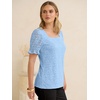 image:imageANRABESS Womens Lace Square Neck Blouse Puff Sleeve Soft Top for Dressy Casual Work amp Spring Summer FashionLight Blue
