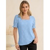 image:imageANRABESS Womens Lace Square Neck Blouse Puff Sleeve Soft Top for Dressy Casual Work amp Spring Summer FashionLight Blue
