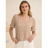 image:imageANRABESS Womens Lace Square Neck Blouse Puff Sleeve Soft Top for Dressy Casual Work amp Spring Summer FashionLight Khaki