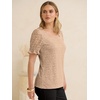 image:imageANRABESS Womens Lace Square Neck Blouse Puff Sleeve Soft Top for Dressy Casual Work amp Spring Summer FashionLight Khaki