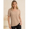 image:imageANRABESS Womens Lace Square Neck Blouse Puff Sleeve Soft Top for Dressy Casual Work amp Spring Summer FashionLight Khaki