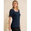 image:imageANRABESS Womens Lace Square Neck Blouse Puff Sleeve Soft Top for Dressy Casual Work amp Spring Summer FashionNavy Blue