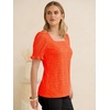 image:imageANRABESS Womens Lace Square Neck Blouse Puff Sleeve Soft Top for Dressy Casual Work amp Spring Summer FashionOrange