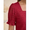 image:imageANRABESS Womens Lace Square Neck Blouse Puff Sleeve Soft Top for Dressy Casual Work amp Spring Summer FashionRed