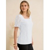 image:imageANRABESS Womens Lace Square Neck Blouse Puff Sleeve Soft Top for Dressy Casual Work amp Spring Summer FashionWhite