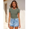 image:imageANRABESS Womens Short Sleeve Bodysuit Crew Neck Slim Fit Ribbed Knit Tops Trendy 2026 Outfits Versatile for Daily WearArmy Green