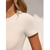 image:imageANRABESS Womens Short Sleeve Bodysuit Crew Neck Slim Fit Ribbed Knit Tops Trendy 2026 Outfits Versatile for Daily WearBeige