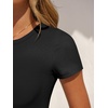 image:imageANRABESS Womens Short Sleeve Bodysuit Crew Neck Slim Fit Ribbed Knit Tops Trendy 2026 Outfits Versatile for Daily WearBlack