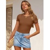 image:imageANRABESS Womens Short Sleeve Bodysuit Crew Neck Slim Fit Ribbed Knit Tops Trendy 2026 Outfits Versatile for Daily WearBrown