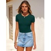 image:imageANRABESS Womens Short Sleeve Bodysuit Crew Neck Slim Fit Ribbed Knit Tops Trendy 2026 Outfits Versatile for Daily WearDeep Green