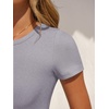 image:imageANRABESS Womens Short Sleeve Bodysuit Crew Neck Slim Fit Ribbed Knit Tops Trendy 2026 Outfits Versatile for Daily WearGrey