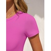 image:imageANRABESS Womens Short Sleeve Bodysuit Crew Neck Slim Fit Ribbed Knit Tops Trendy 2026 Outfits Versatile for Daily WearHot Pink