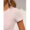 image:imageANRABESS Womens Short Sleeve Bodysuit Crew Neck Slim Fit Ribbed Knit Tops Trendy 2026 Outfits Versatile for Daily WearLight Apricot