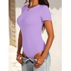 image:imageANRABESS Womens Short Sleeve Bodysuit Crew Neck Slim Fit Ribbed Knit Tops Trendy 2026 Outfits Versatile for Daily WearLight Purple