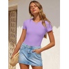 image:imageANRABESS Womens Short Sleeve Bodysuit Crew Neck Slim Fit Ribbed Knit Tops Trendy 2026 Outfits Versatile for Daily WearLight Purple