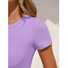 image:imageANRABESS Womens Short Sleeve Bodysuit Crew Neck Slim Fit Ribbed Knit Tops Trendy 2026 Outfits Versatile for Daily WearLight Purple