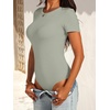 image:imageANRABESS Womens Short Sleeve Bodysuit Crew Neck Slim Fit Ribbed Knit Tops Trendy 2026 Outfits Versatile for Daily WearSage Green