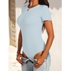 image:imageANRABESS Womens Short Sleeve Bodysuit Crew Neck Slim Fit Ribbed Knit Tops Trendy 2026 Outfits Versatile for Daily WearSky Blue